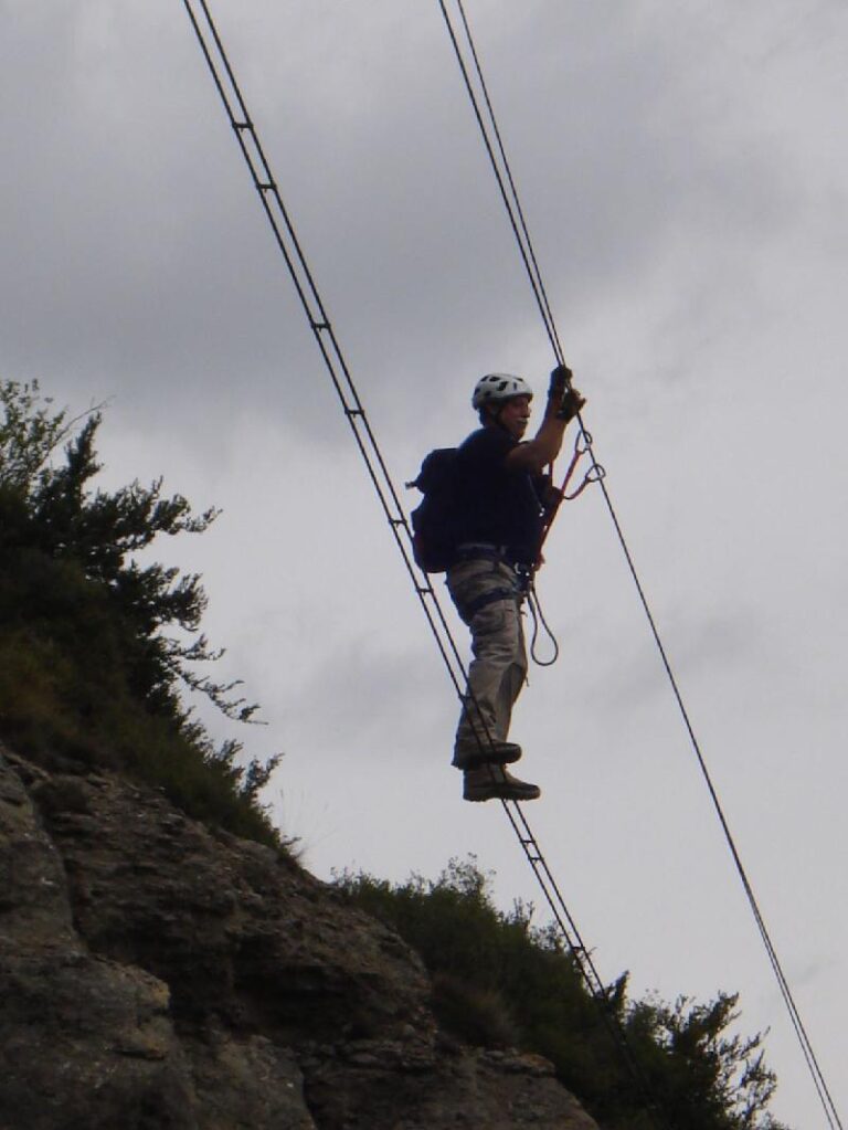 En Joan progressant pel pont