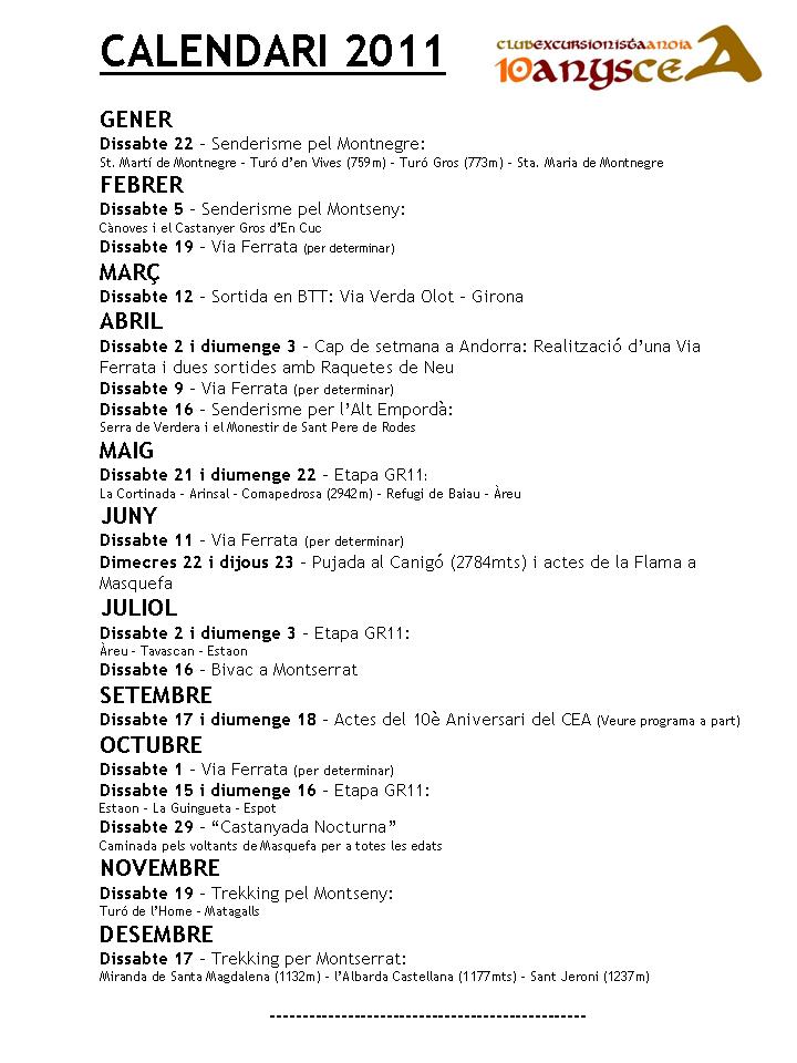 Calendari 2011 CEA